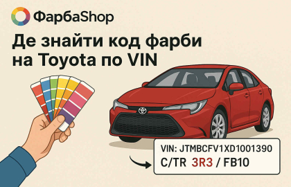 Де знайти код фарби на Toyota?